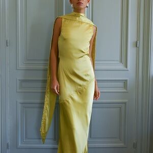 Yellow the Label Nina Silk Chartreuse Evening Gown